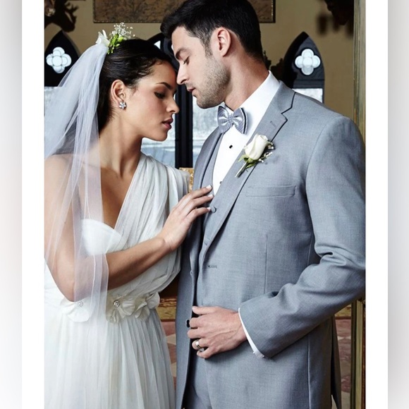 Light Grey Tuxedo Tux Jacket Heather Gray Cardi Infinity Boys Kids 3T 7 9 10 - Picture 3 of 3